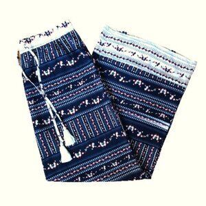 Wide leg multi-colored drawstring waist loose flowy pants